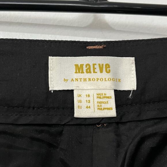 Anthropologie Maeve Pleated Wide Leg Pants Size 12 Brown Metallic Sequins Office - Picture 8 of 10